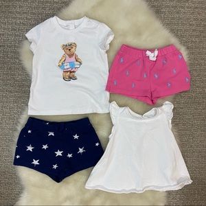 Ralph Lauren Baby Girl Summer Shirts & Shorts Bundle